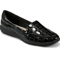 eFlex|eFlex>Easy Spirit Abide Croco Print Casual Flats Black Croco Patent