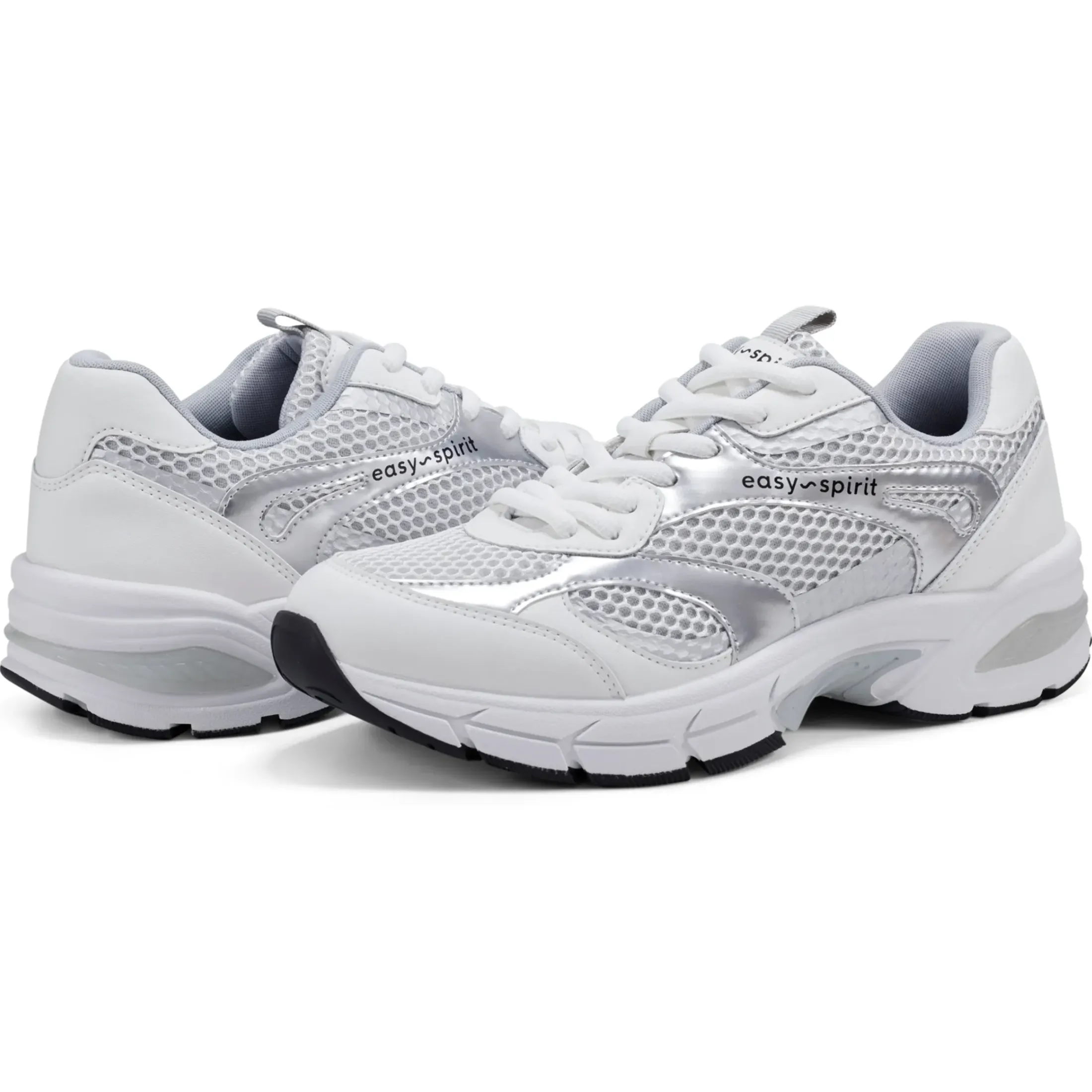 Sneakers|Sneakers>Easy Spirit Barbeau Lace-Up Walking Shoes White/Blue