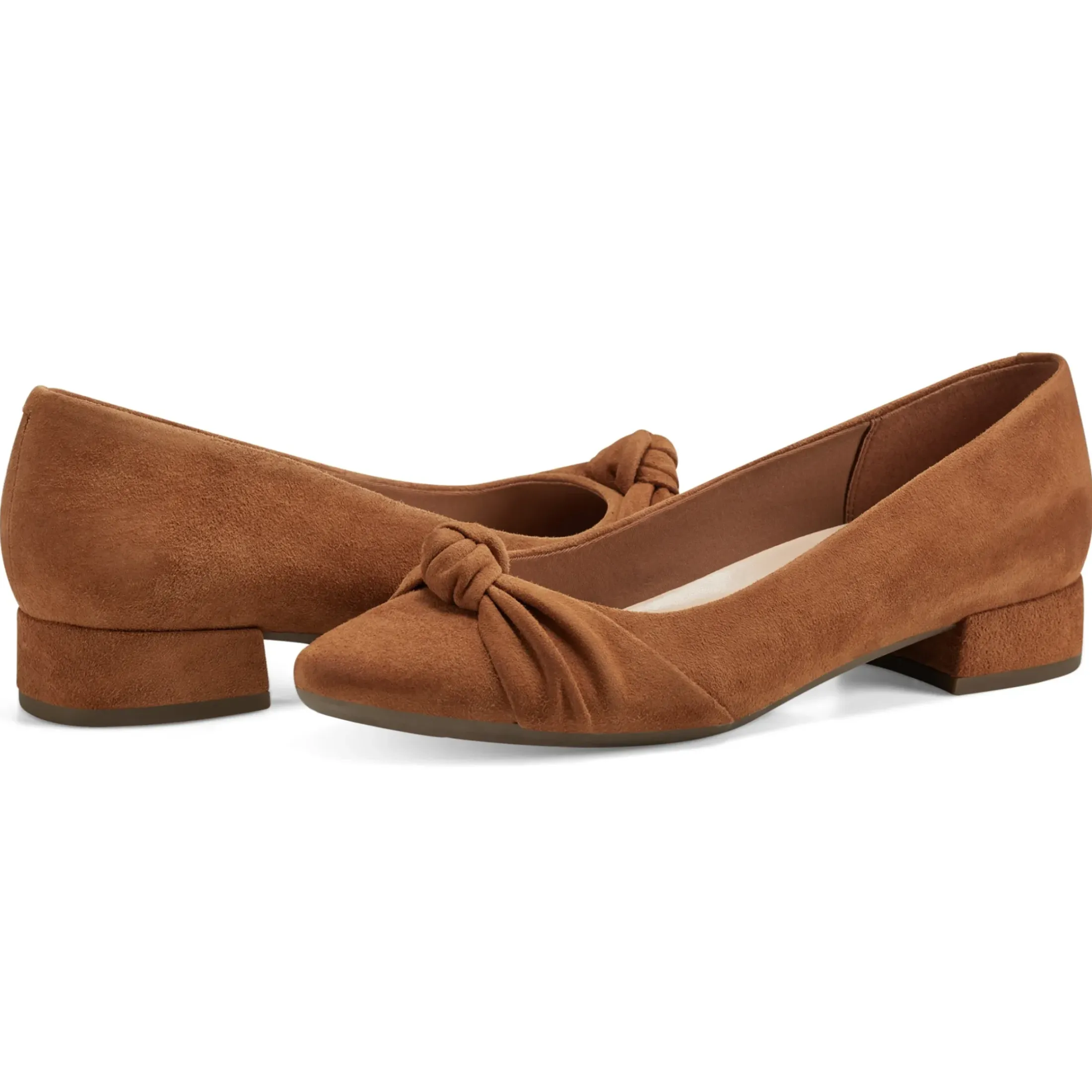 Low Heels|eFlex>Easy Spirit Caster Dress Shoes Medium Brown Suede