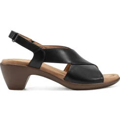 Dress|Sandals>Easy Spirit Chantal Casual Heeled Sandals Black Leather
