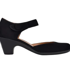 Clarice Mary Jane Heels|Mid Heels>Easy Spirit Clarice Mary Jane Heels Black Suede