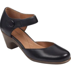 Clarice Mary Jane Heels|Mid Heels>Easy Spirit Clarice Mary Jane Heels Black Leather