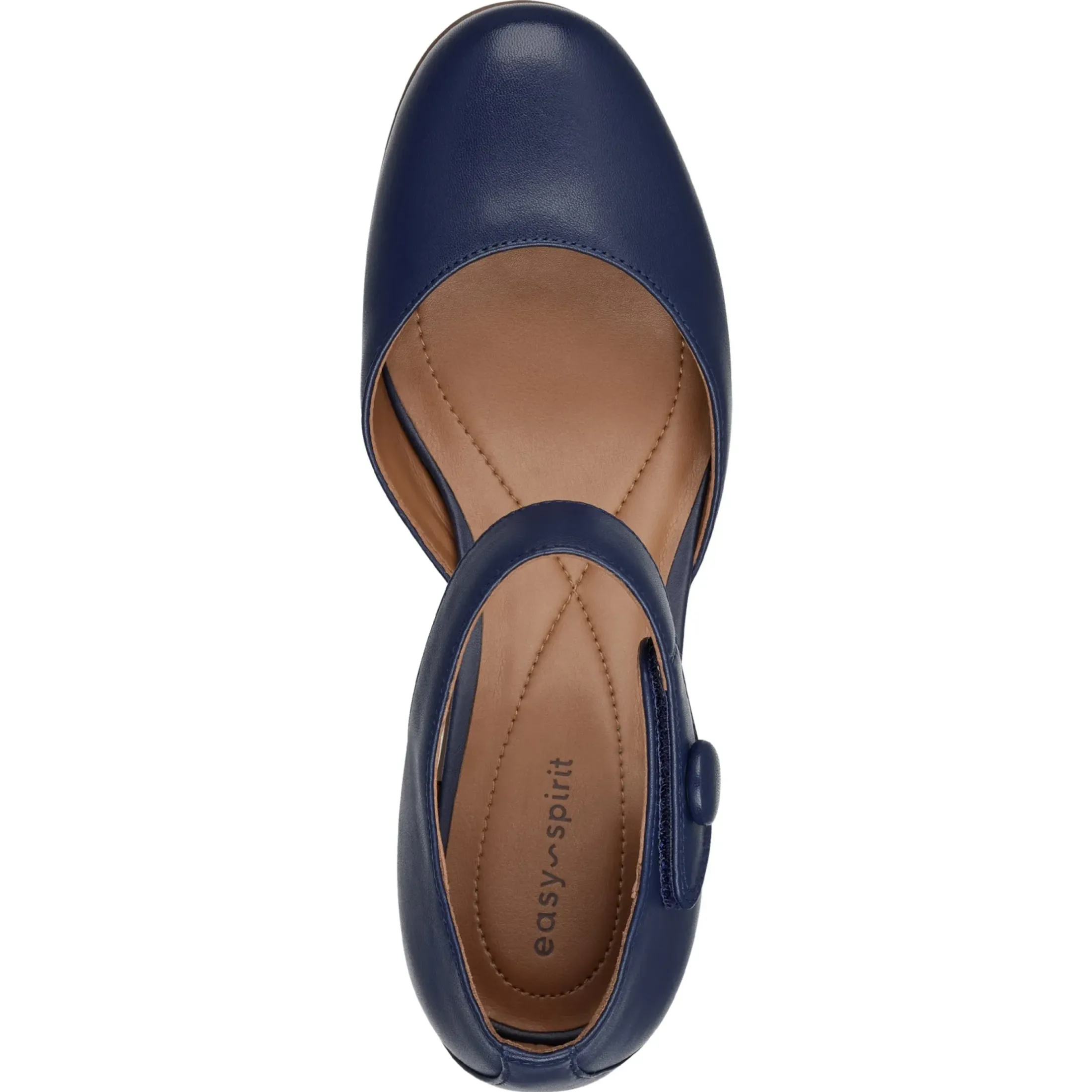 Clarice Mary Jane Heels|Mid Heels>Easy Spirit Clarice Mary Jane Heels Navy Leather