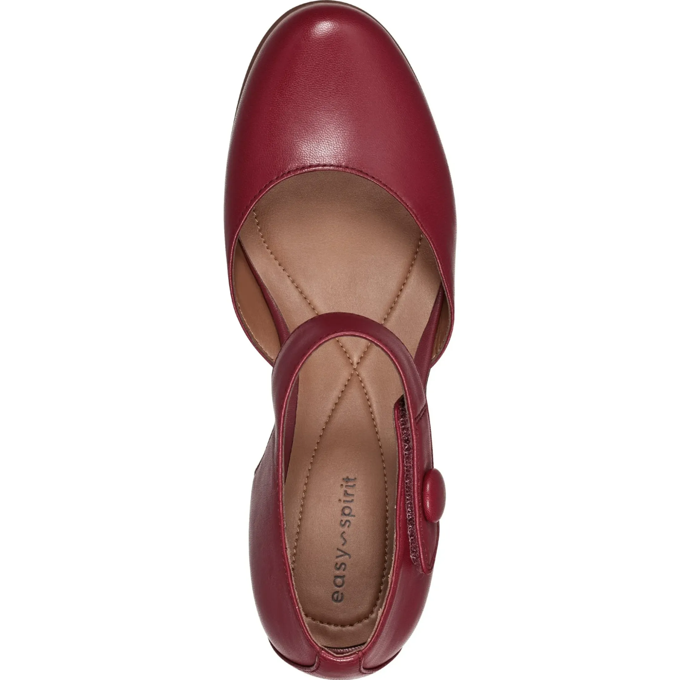 Clarice Mary Jane Heels|Mid Heels>Easy Spirit Clarice Mary Jane Heels Red Leather