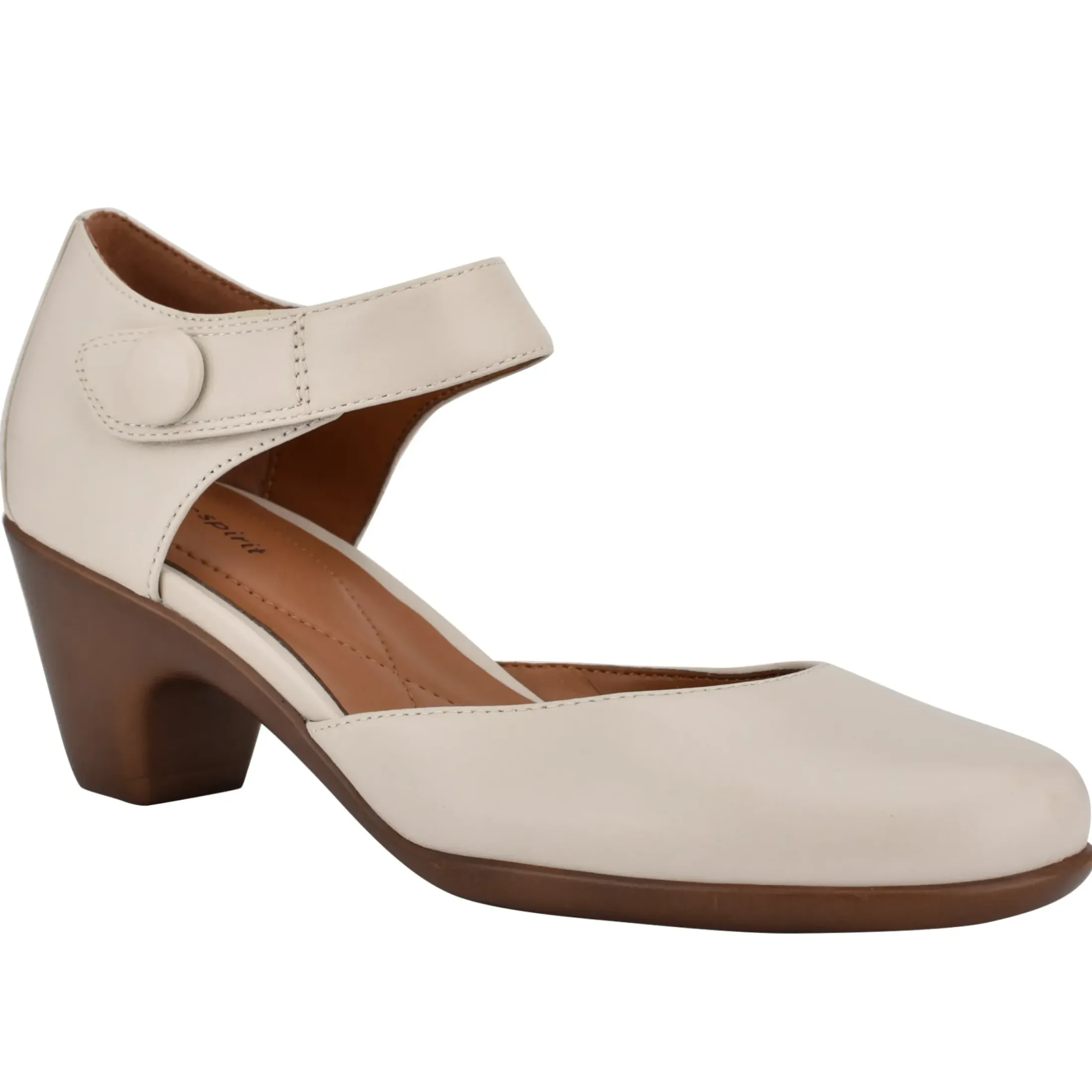 Clarice Mary Jane Heels|Mid Heels>Easy Spirit Clarice Mary Jane Heels Ivory Leather