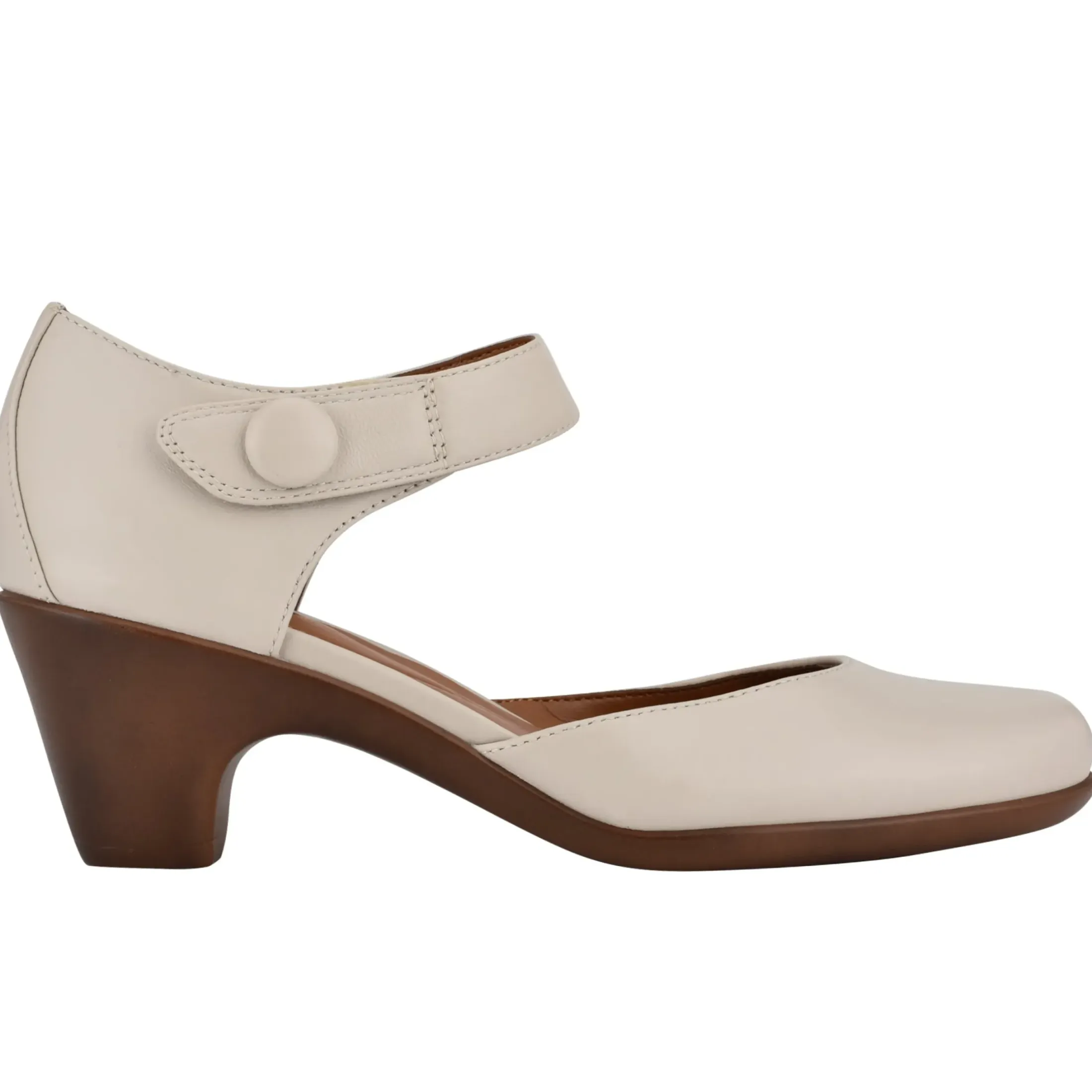 Clarice Mary Jane Heels|Mid Heels>Easy Spirit Clarice Mary Jane Heels Ivory Leather
