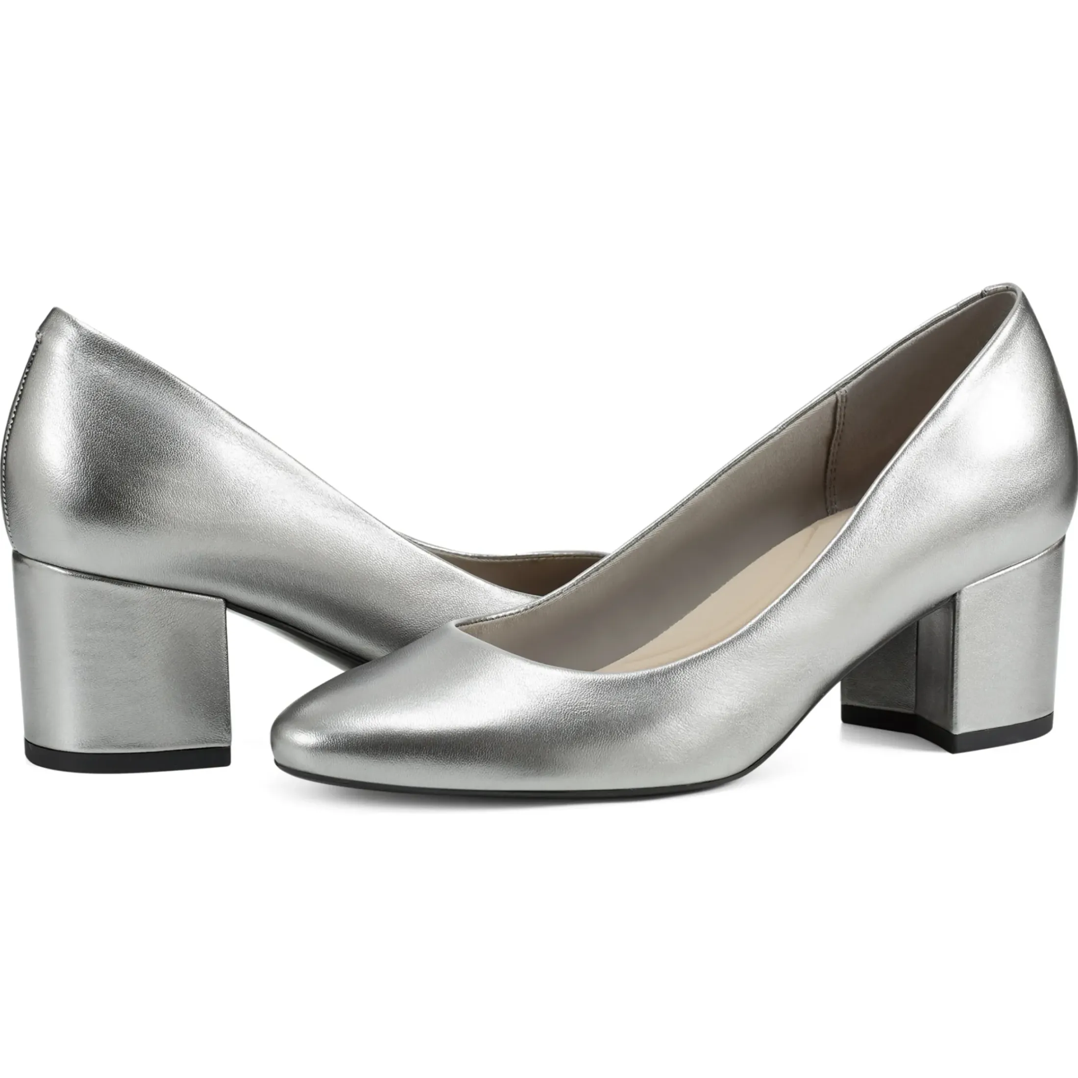 Cosma Pumps|Mid Heels>Easy Spirit Cosma Pumps Pewter Leather