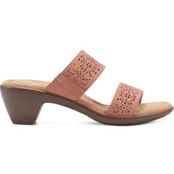 Dress|Sandals>Easy Spirit Crista Casual Slide Heeled Sandals Rose Leather Nubuck