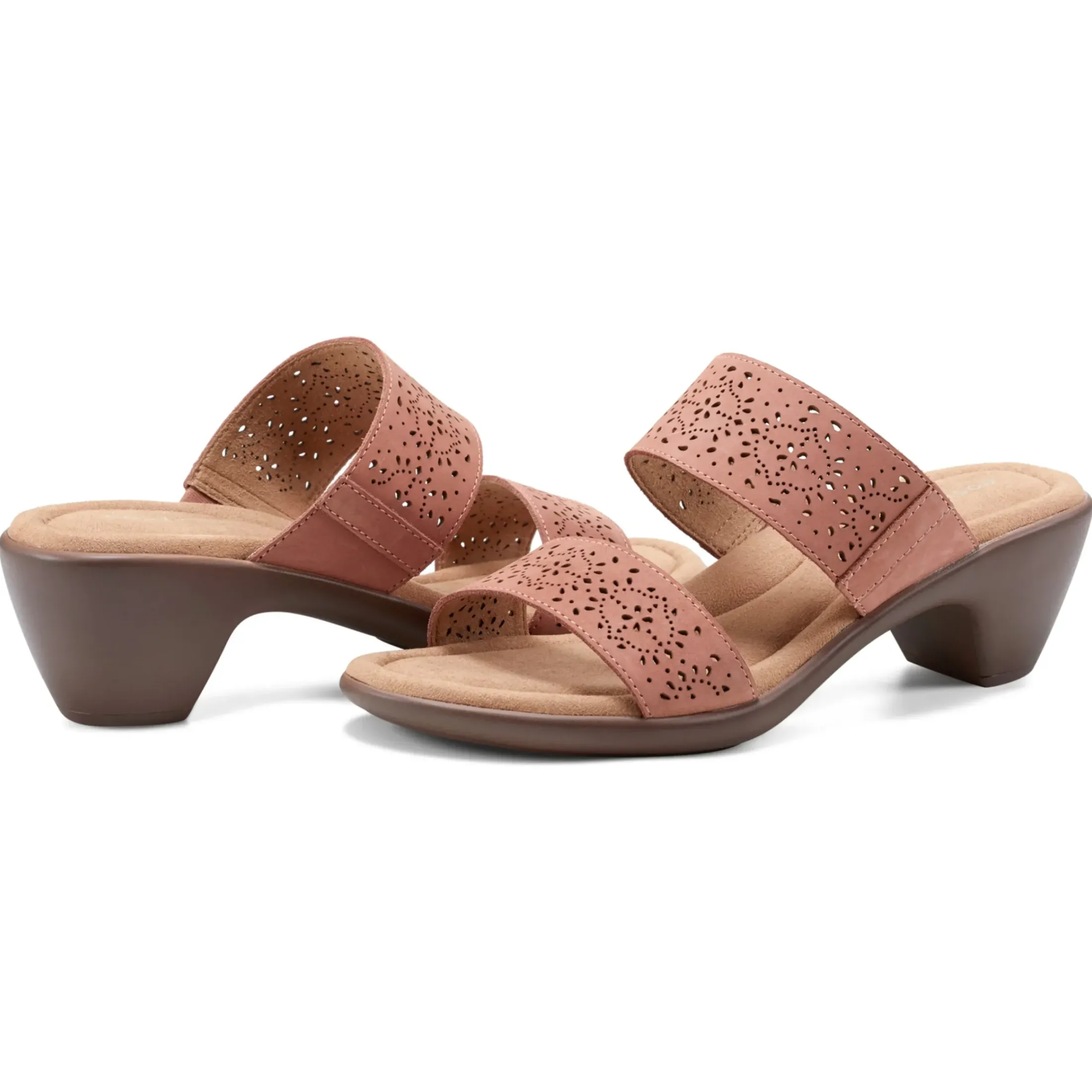 Dress|Sandals>Easy Spirit Crista Casual Slide Heeled Sandals Rose Leather Nubuck
