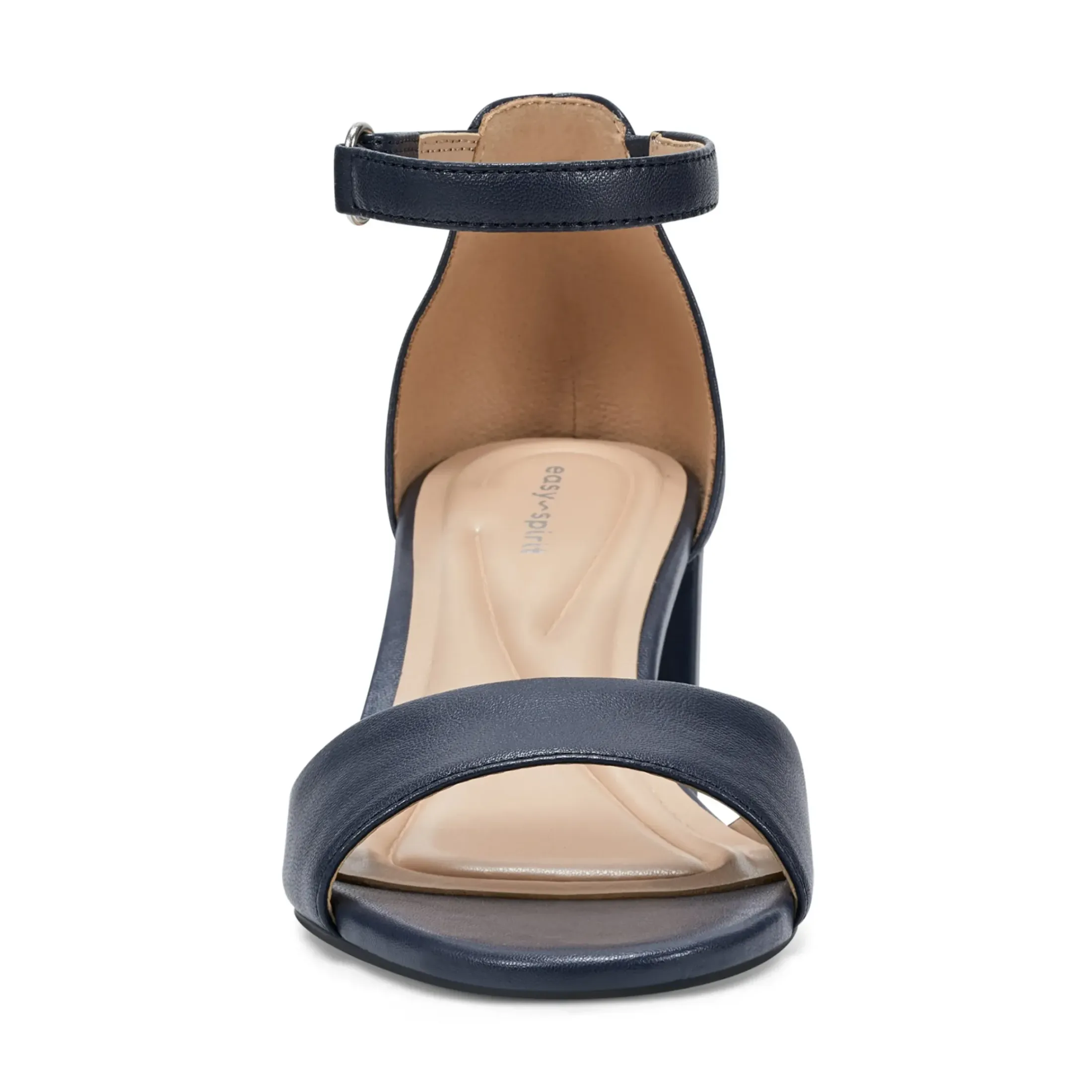 eFlex|eFlex>Easy Spirit Daven Ankle Strap Heeled Sandals Navy Leather