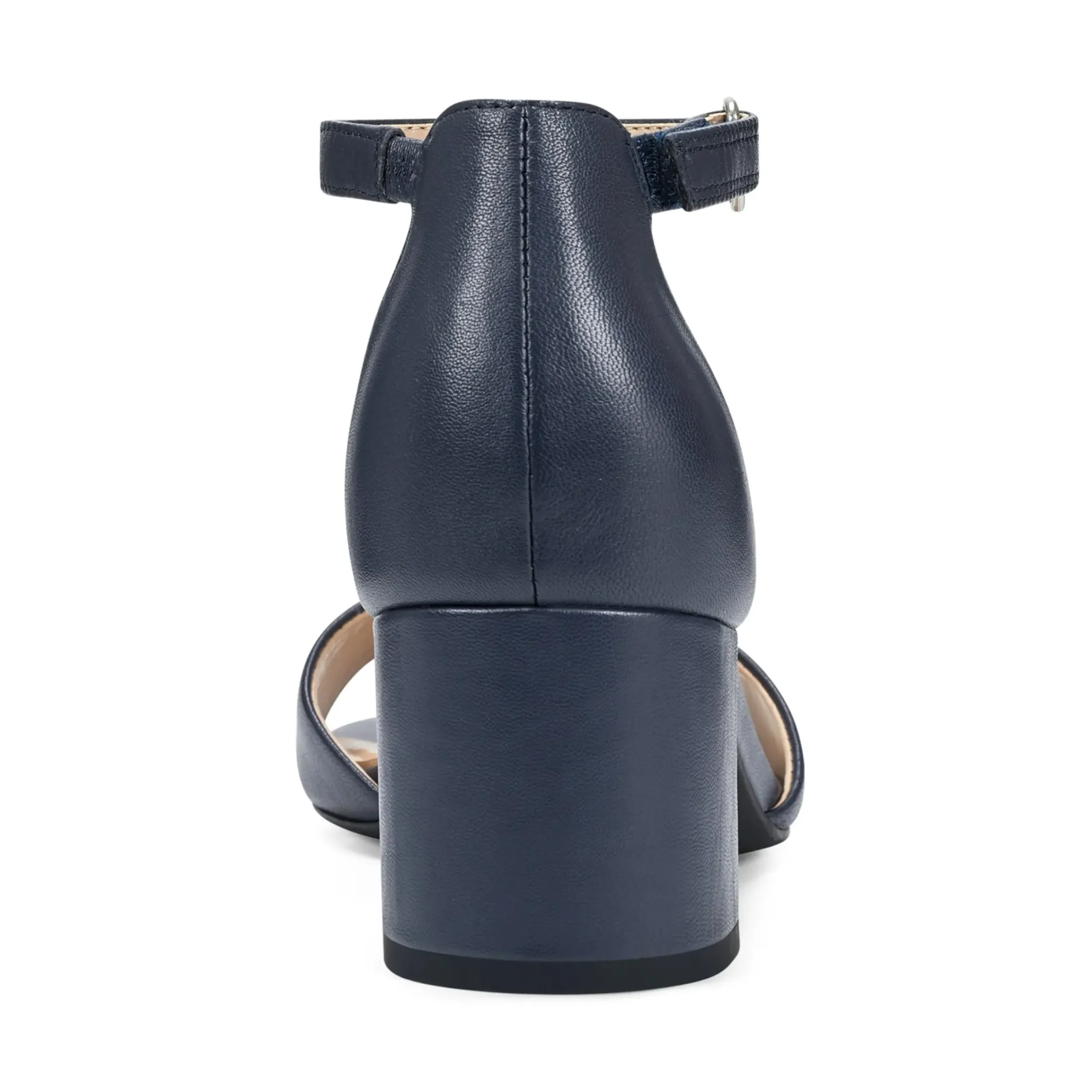 eFlex|eFlex>Easy Spirit Daven Ankle Strap Heeled Sandals Navy Leather