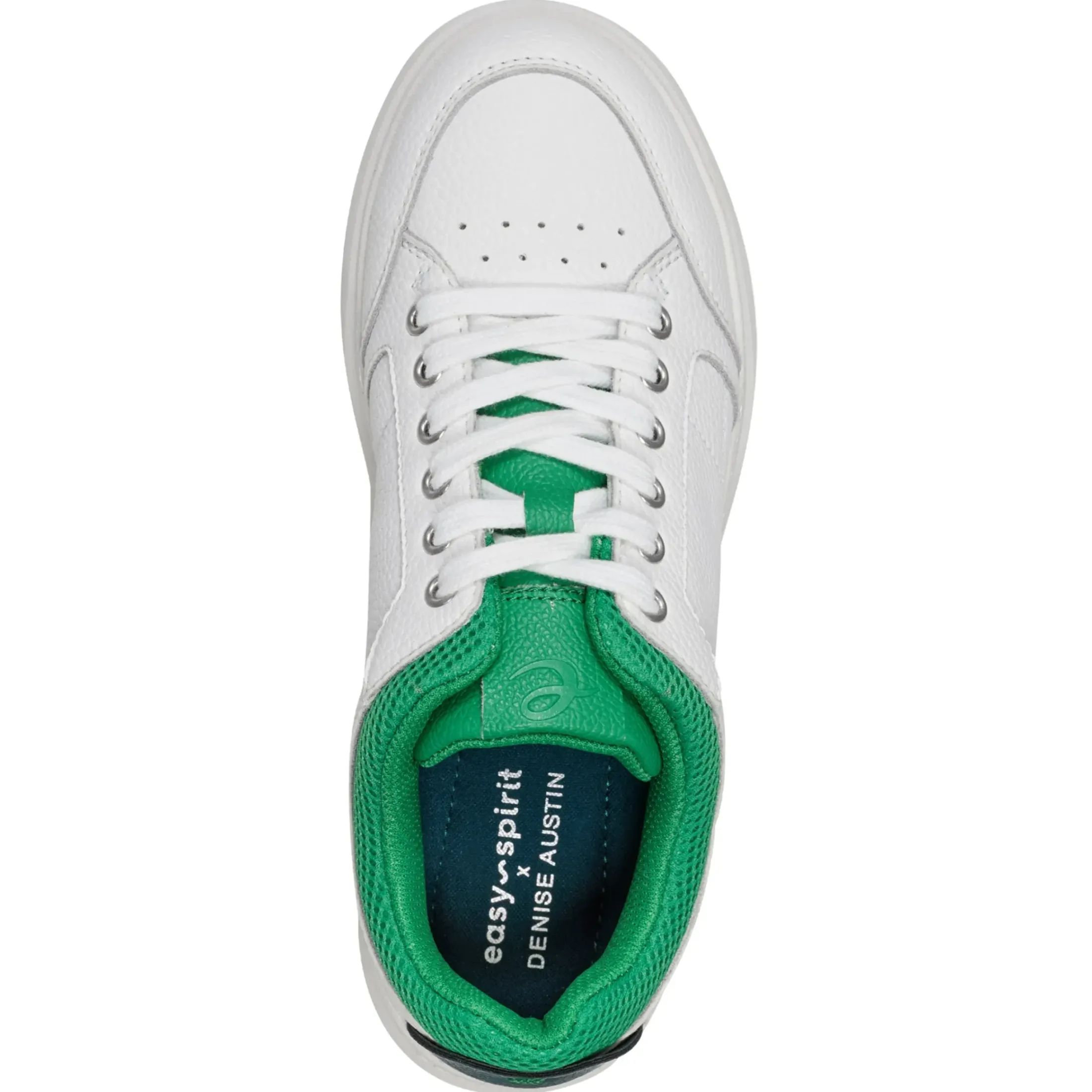 Sneakers|Sneakers>Easy Spirit x Denise Austin Dilli Lace-up Court Sneakers White Green Leather