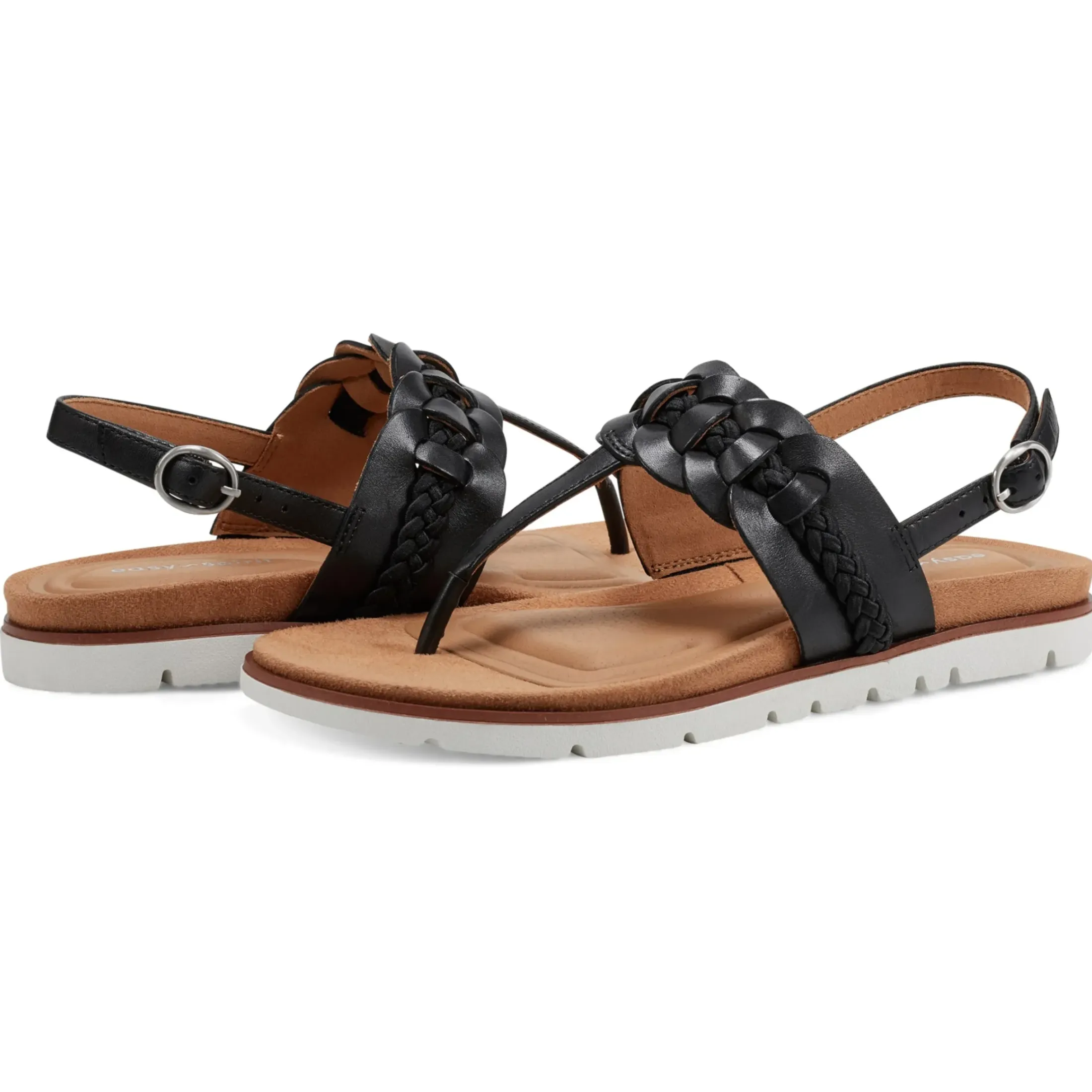 Casual|Flats>Easy Spirit Elaine Flat Sandals Black