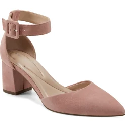 eFlex|eFlex>Easy Spirit Emila Ankle Strap Pumps Coral Suede