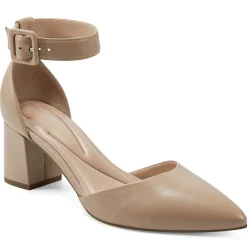 eFlex|eFlex>Easy Spirit Emila Ankle Strap Pumps Medium Natural Leather