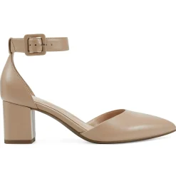 eFlex|eFlex>Easy Spirit Emila Ankle Strap Pumps Medium Natural Leather