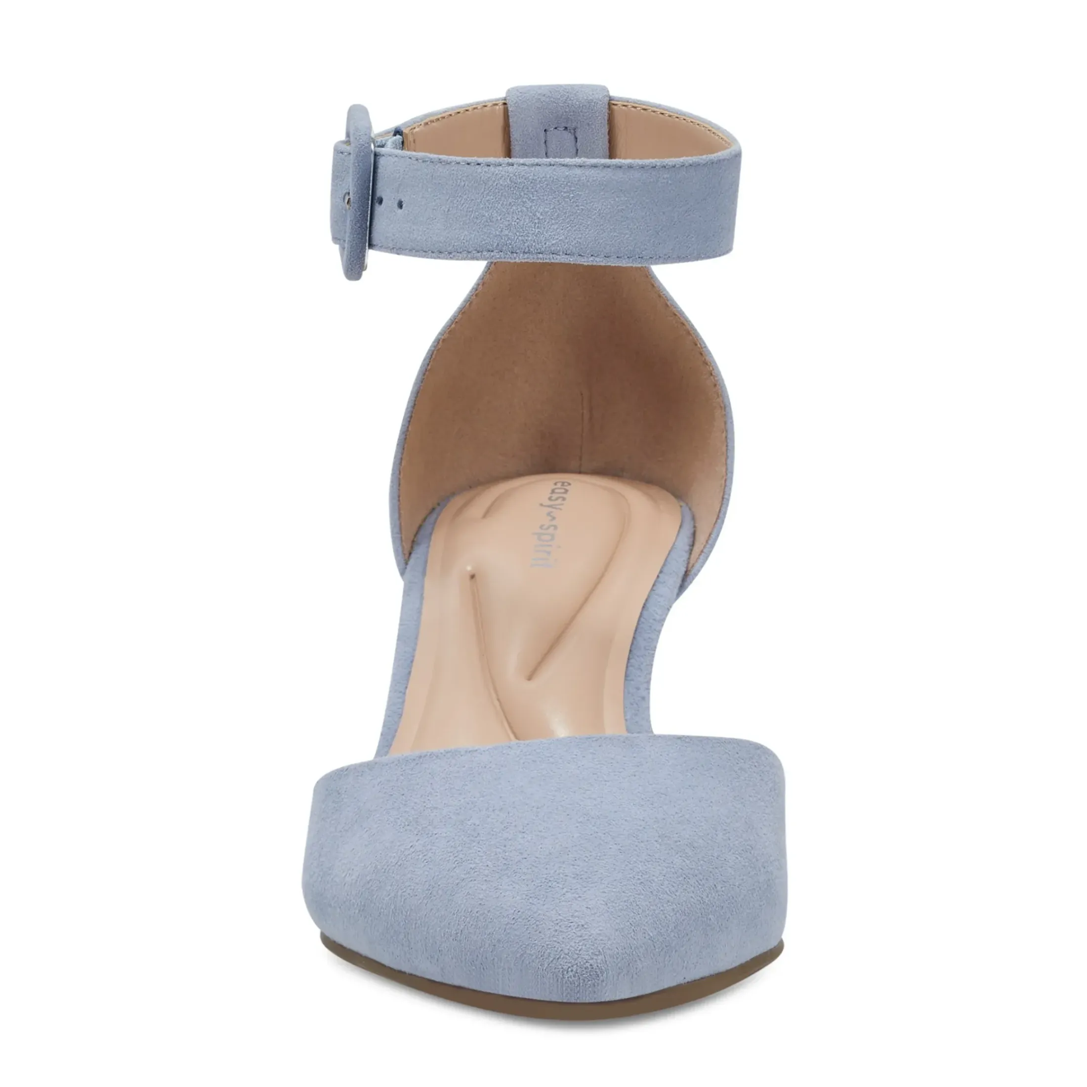 eFlex|eFlex>Easy Spirit Emila Ankle Strap Pumps Light Blue Suede