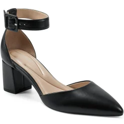 eFlex|eFlex>Easy Spirit Emila Ankle Strap Pumps Black Leather