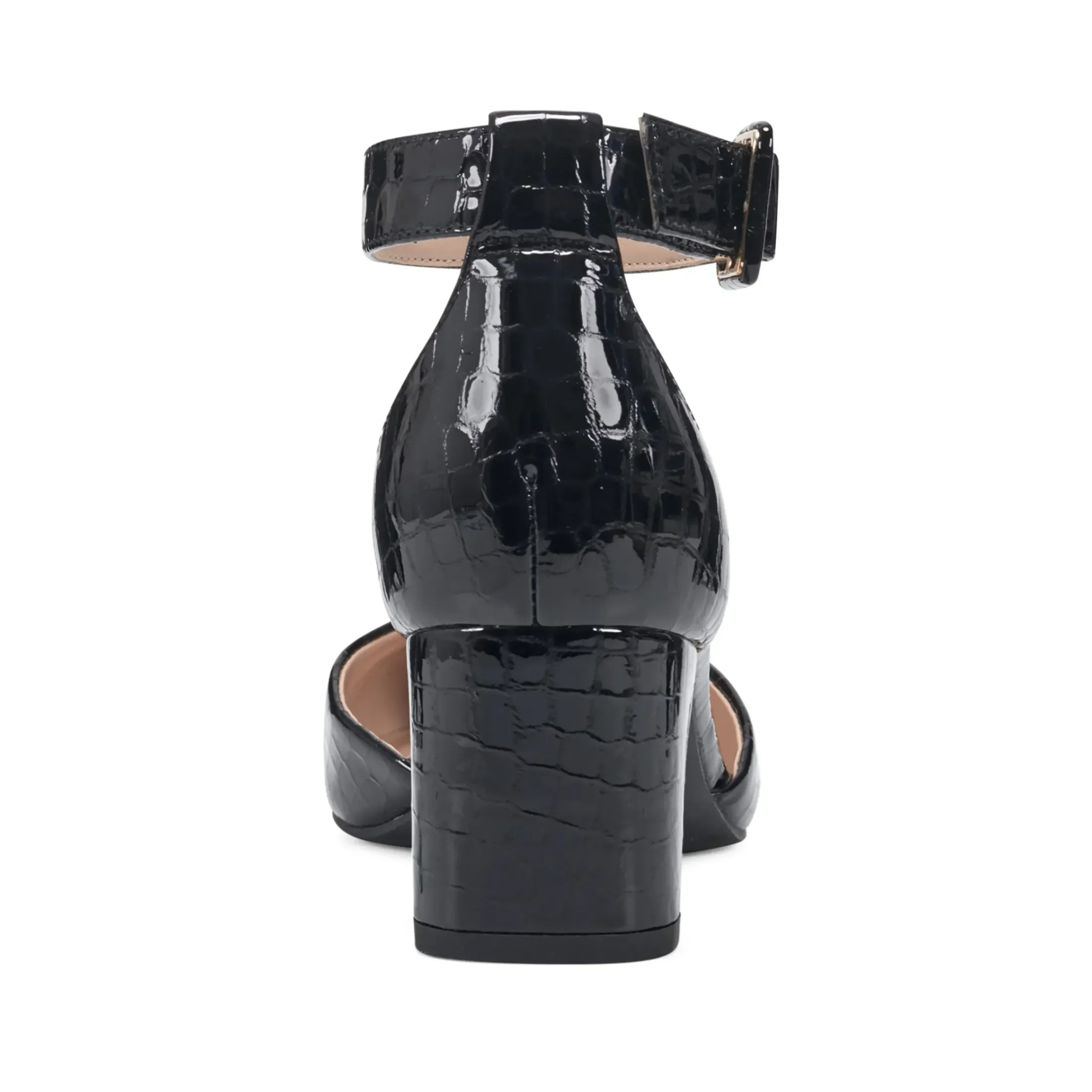 eFlex|eFlex>Easy Spirit Emila Ankle Strap Pumps Black Croco Patent