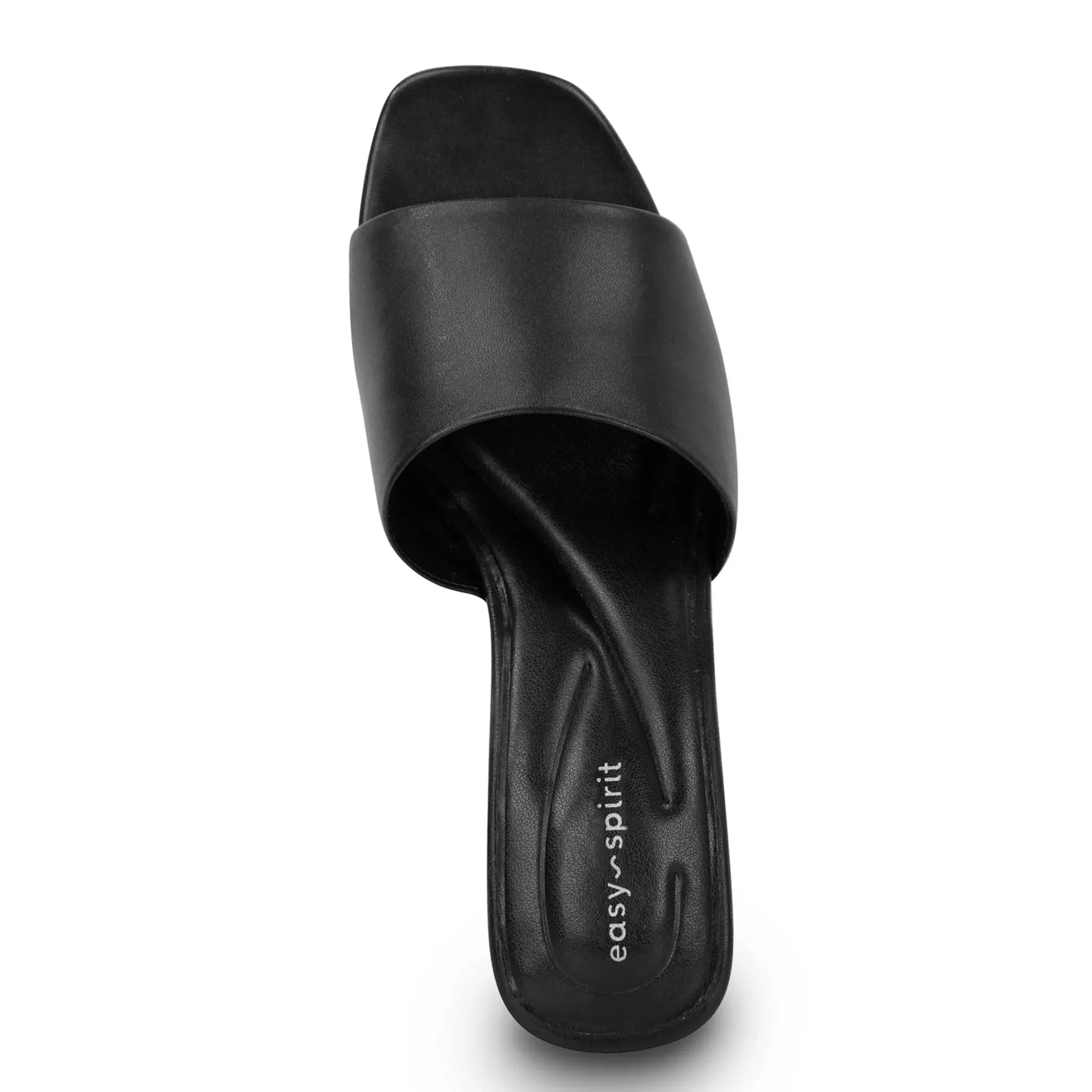 Dress|Sandals>Easy Spirit Fiora Block Heel Slide Sandals Black Leather