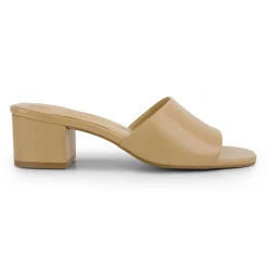 Dress|Sandals>Easy Spirit Fiora Block Heel Slide Sandals Nude Leather