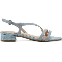 eFlex|eFlex>Easy Spirit Glenni Block Heel Sandals Light Blue Raffia