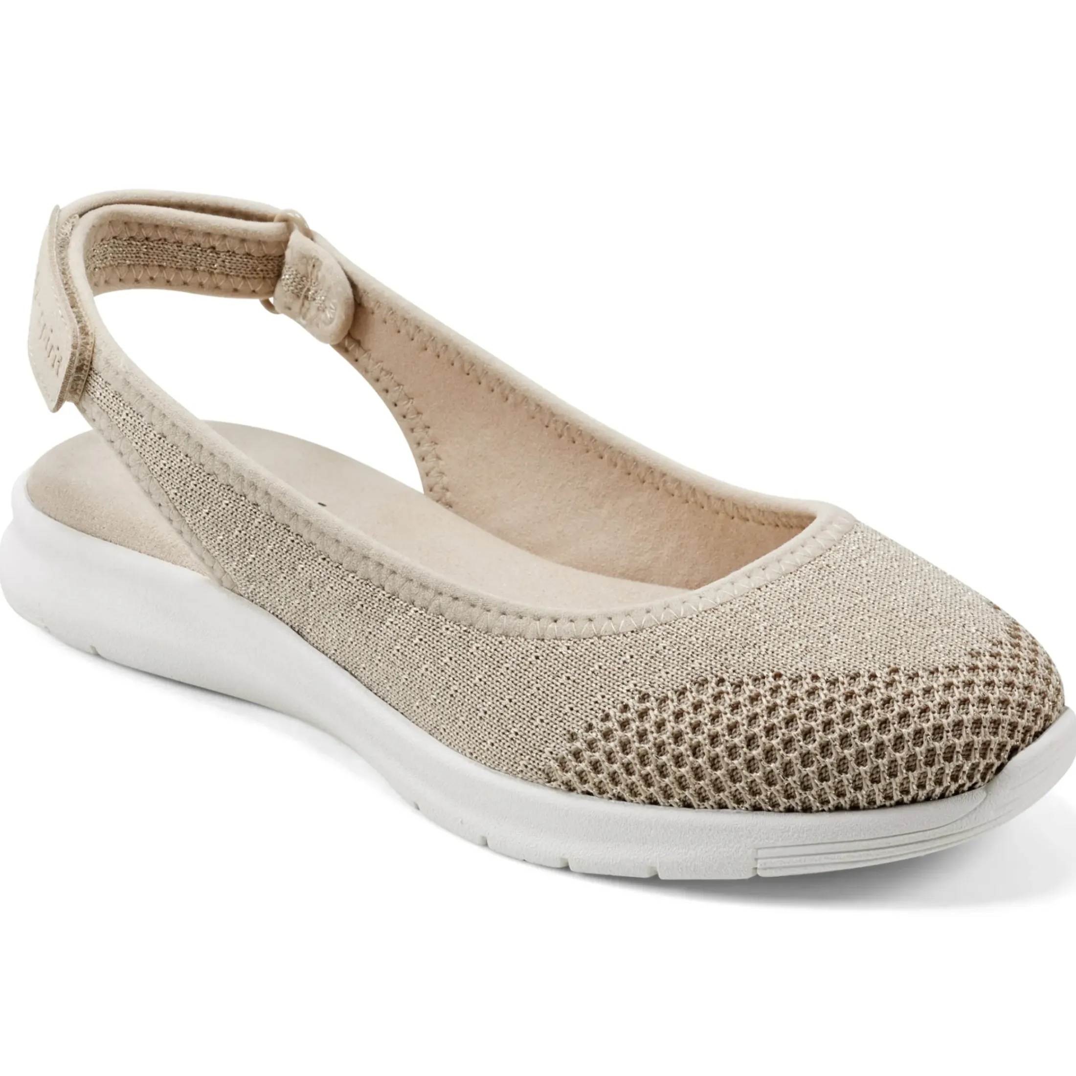 Slip Ons|Slip Ons>Easy Spirit Gracee Slingback Walking Shoes Medium Natural Metallic