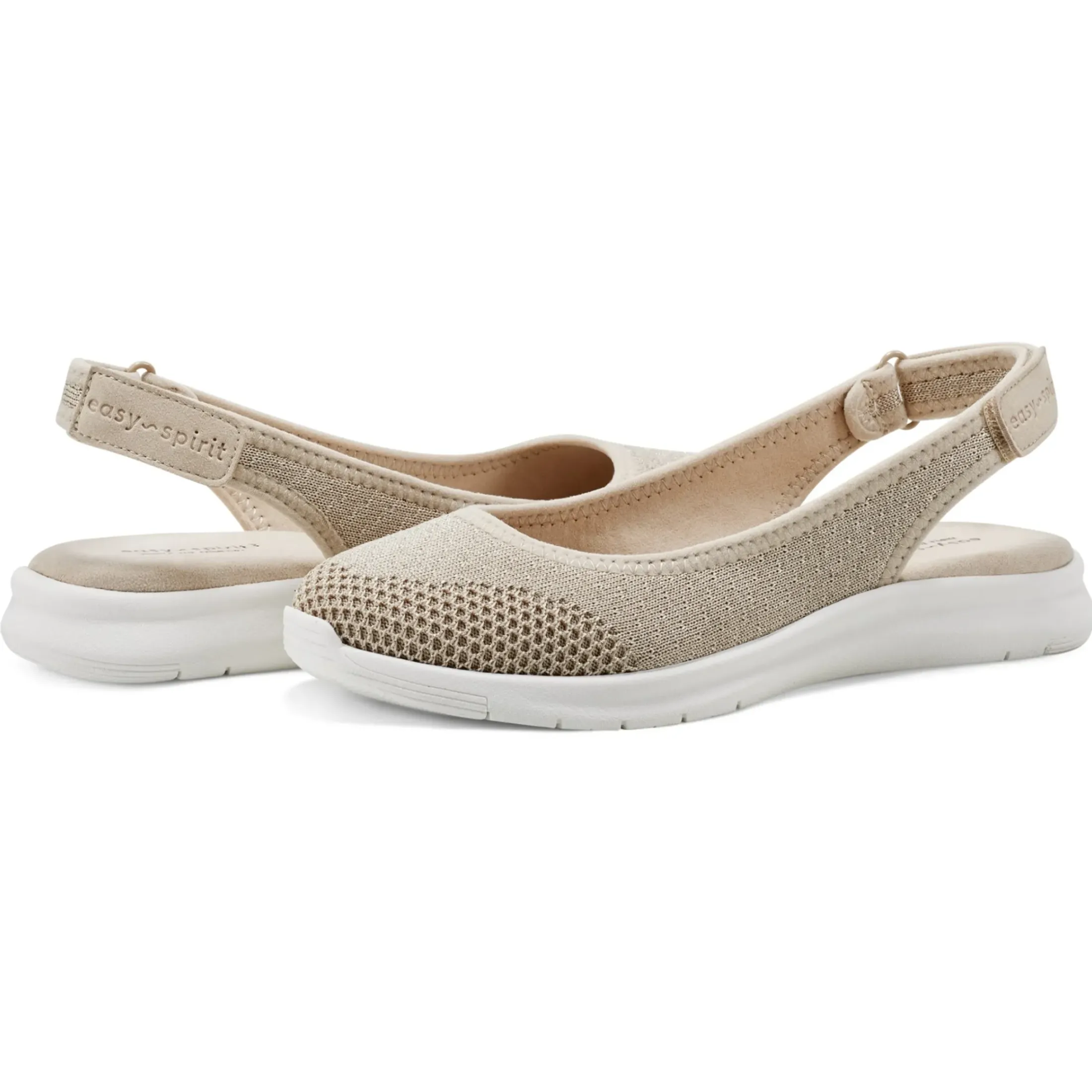 Slip Ons|Slip Ons>Easy Spirit Gracee Slingback Walking Shoes Medium Natural Metallic