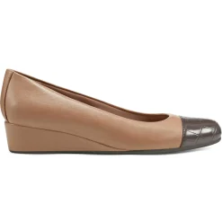 Gracey Wedge|Low Heels>Easy Spirit Gracey Wedge Heels Tan Leather Multi