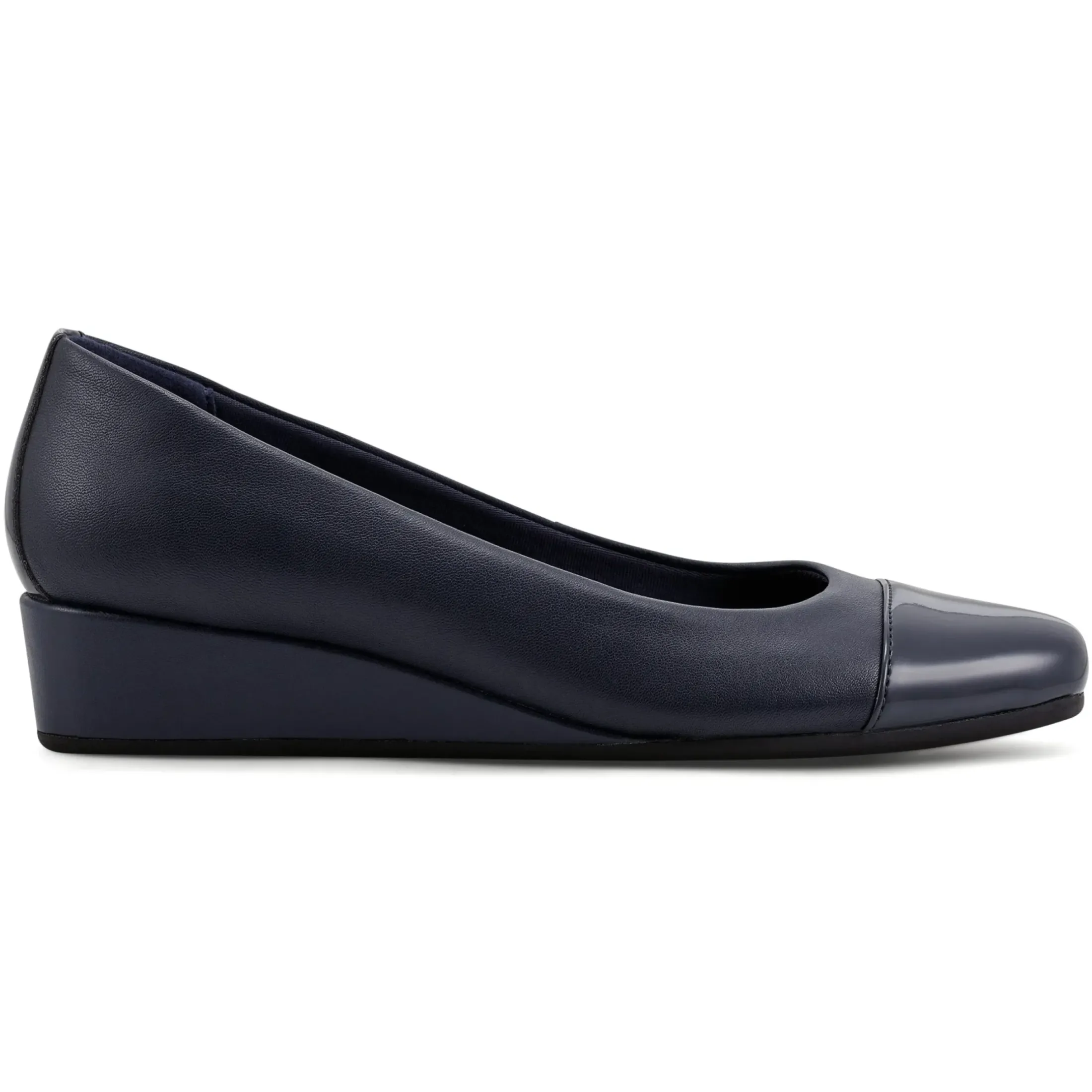 Gracey Wedge|Low Heels>Easy Spirit Gracey Wedge Heels Navy Leather/Patent