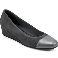 Gracey Wedge|Low Heels>Easy Spirit Gracey Wedge Heels Dark Grey Suede
