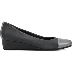 Gracey Wedge|Low Heels>Easy Spirit Gracey Wedge Heels Dark Grey Suede