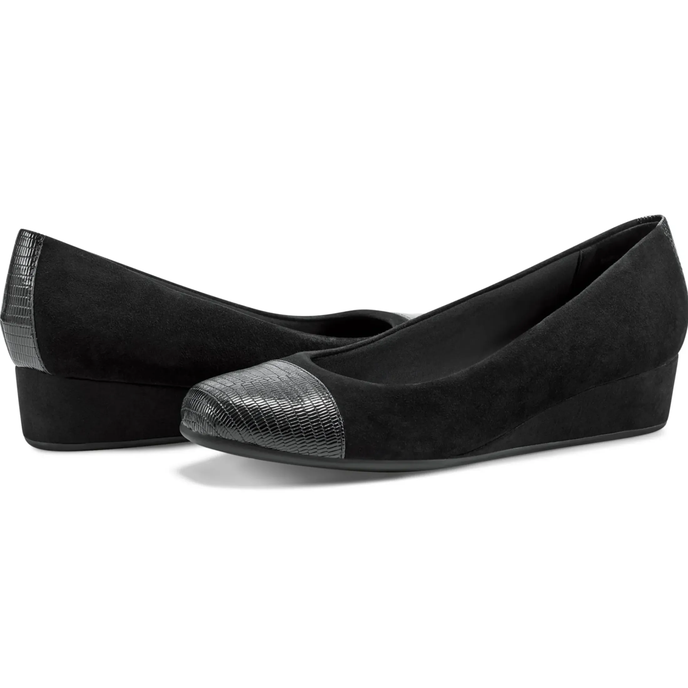 Low Heels|Gracey Wedge>Easy Spirit Gracey Wedge Heels Black Suede