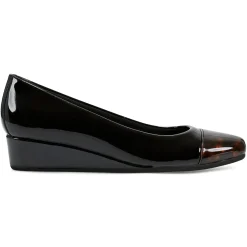 Gracey Wedge|Low Heels>Easy Spirit Gracey Wedge Heels Black/Tortoise