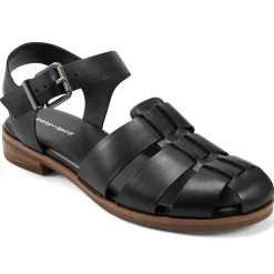 Sandals|Flats>Easy Spirit Gretty Fisherman Sandals Black Leather