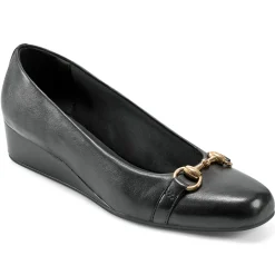 Low Heels|Wedges>Easy Spirit Guliana Wedge Heels Black Leather