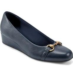 Low Heels|Wedges>Easy Spirit Guliana Wedge Heels Navy Leather