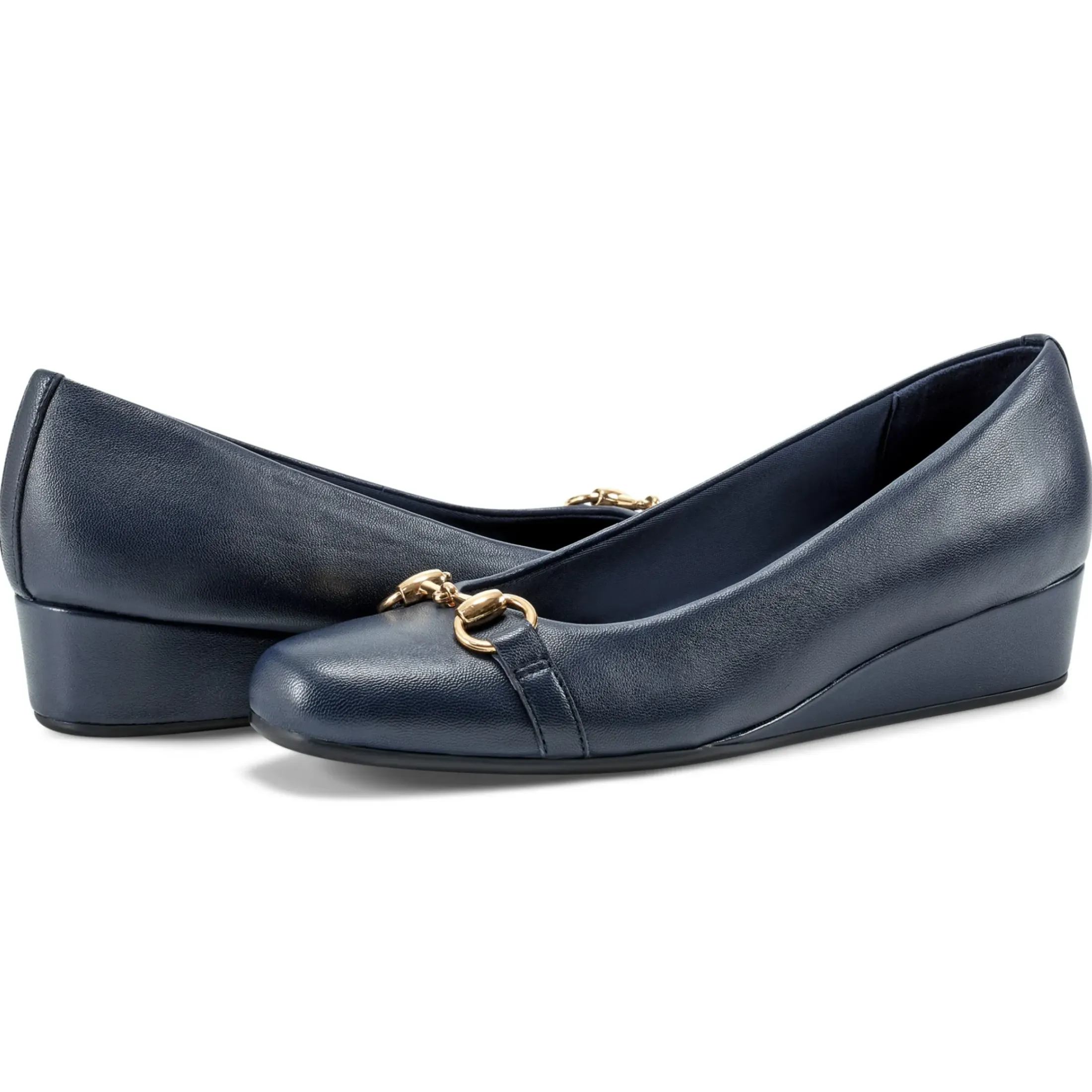 Low Heels|Wedges>Easy Spirit Guliana Wedge Heels Navy Leather
