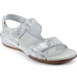 Casual|Flats>Easy Spirit Hartwell Flat Sandals Metallic Silver Print