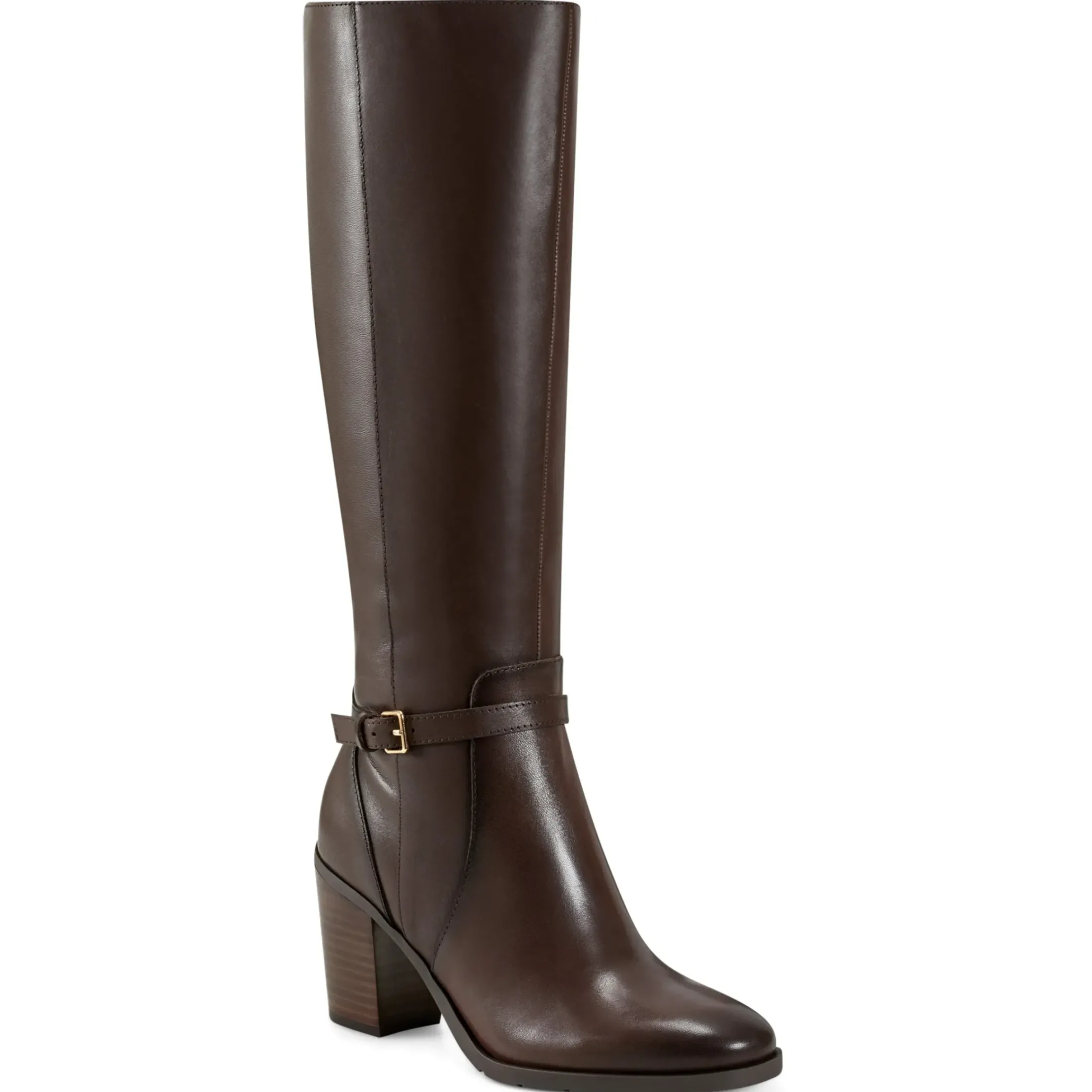 eFlex|eFlex>Easy Spirit Imani Block Heel Boots Brown Leather