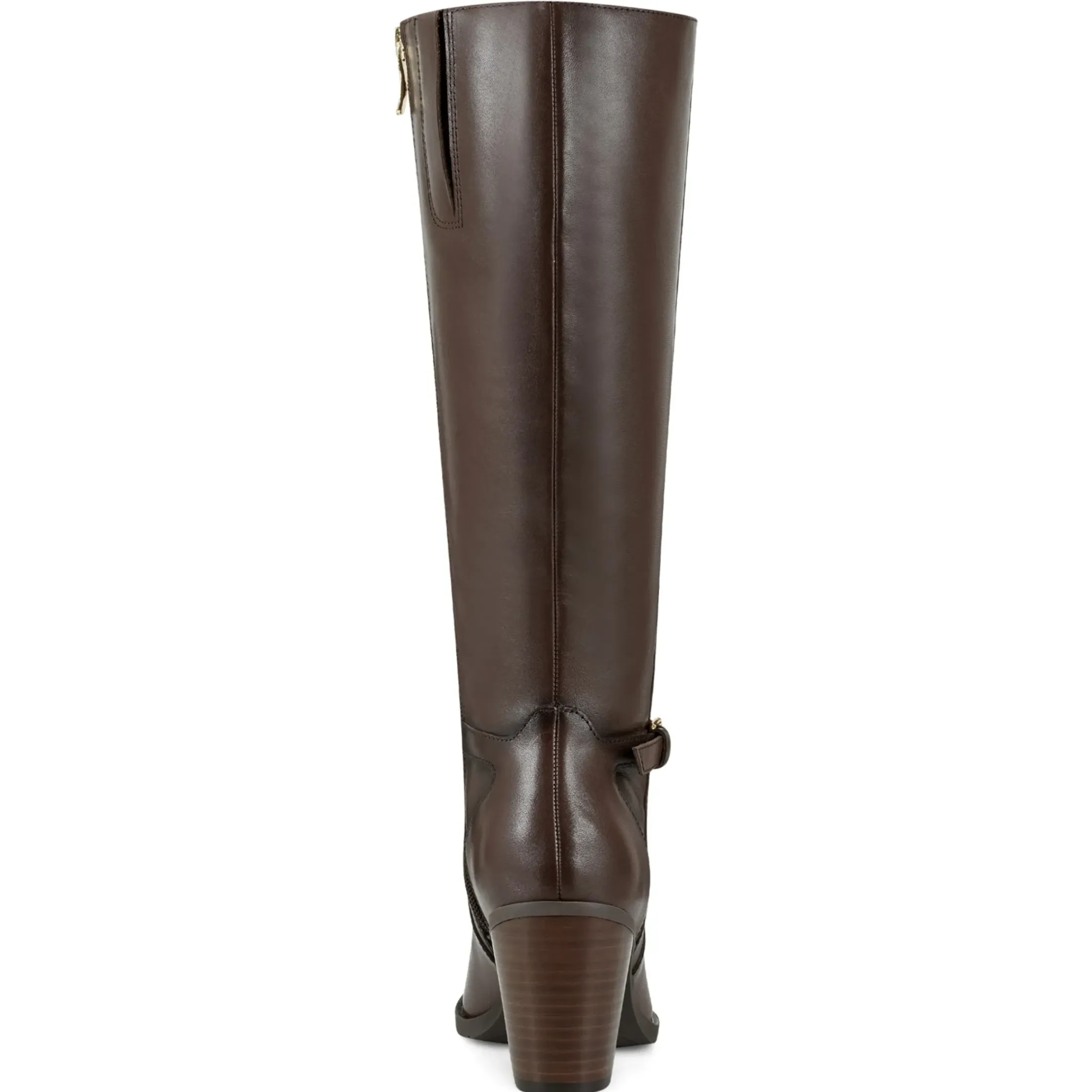 eFlex|eFlex>Easy Spirit Imani Block Heel Boots Brown Leather