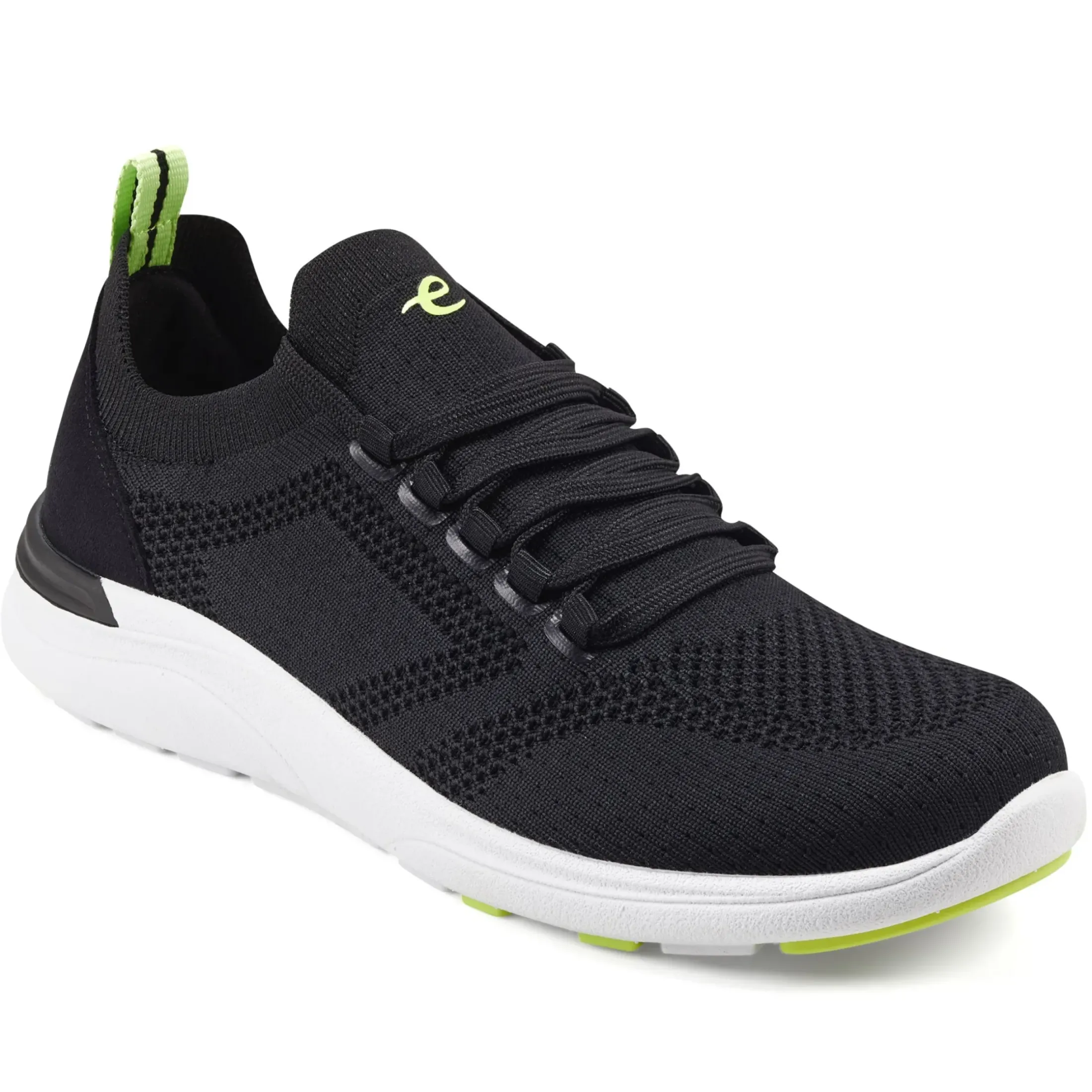 Sneakers|Sneakers>Easy Spirit Jacie Lace Up Walking Shoes Black Knit