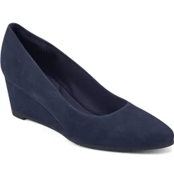 eFlex|eFlex>Easy Spirit Jinger Dress Wedges Navy Suede