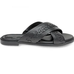 Casual|Flats>Easy Spirit Joella Slide Sandals Black Leather