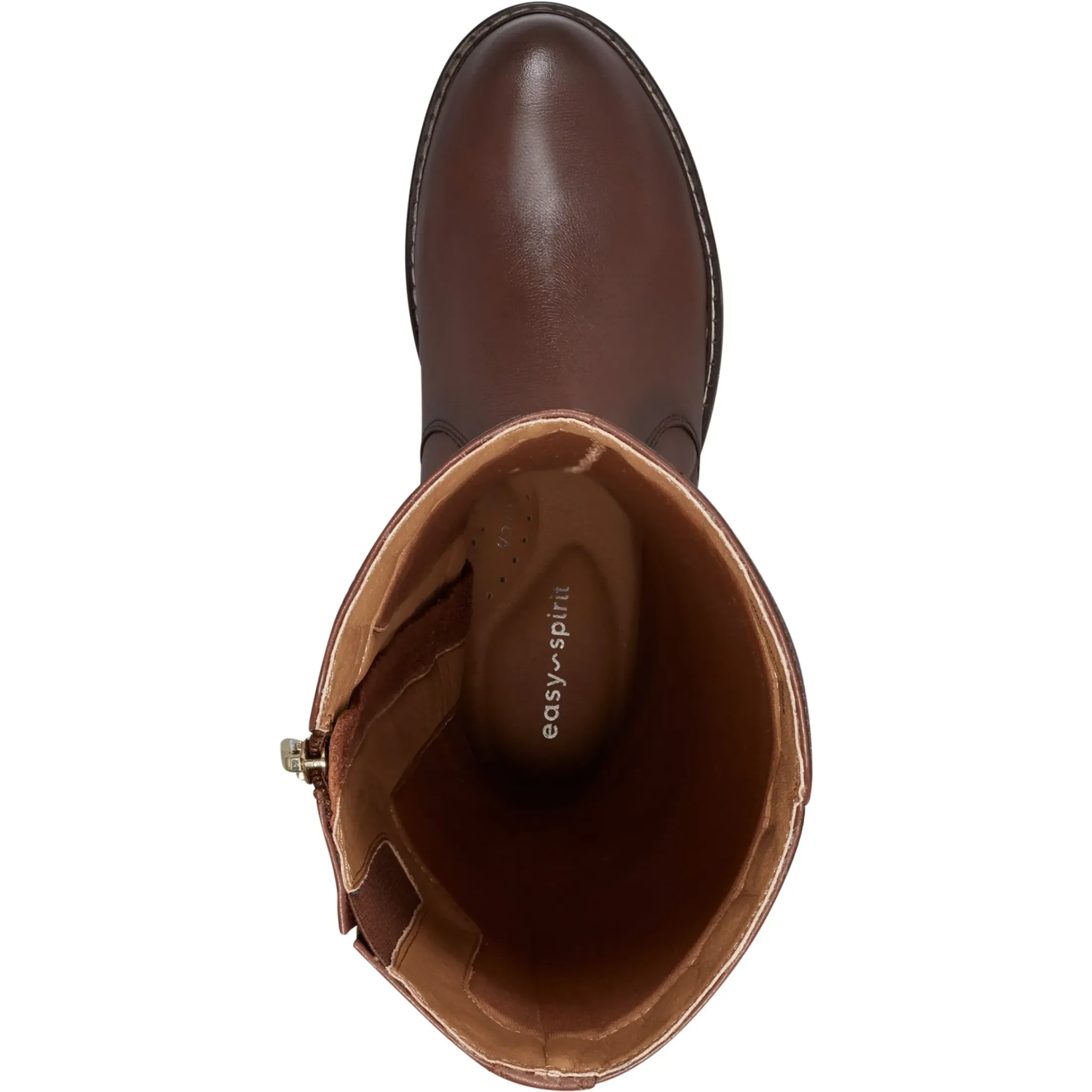 eFlex|eFlex>Easy Spirit Juana Block Heel Casual Boots Medium Brown Leather