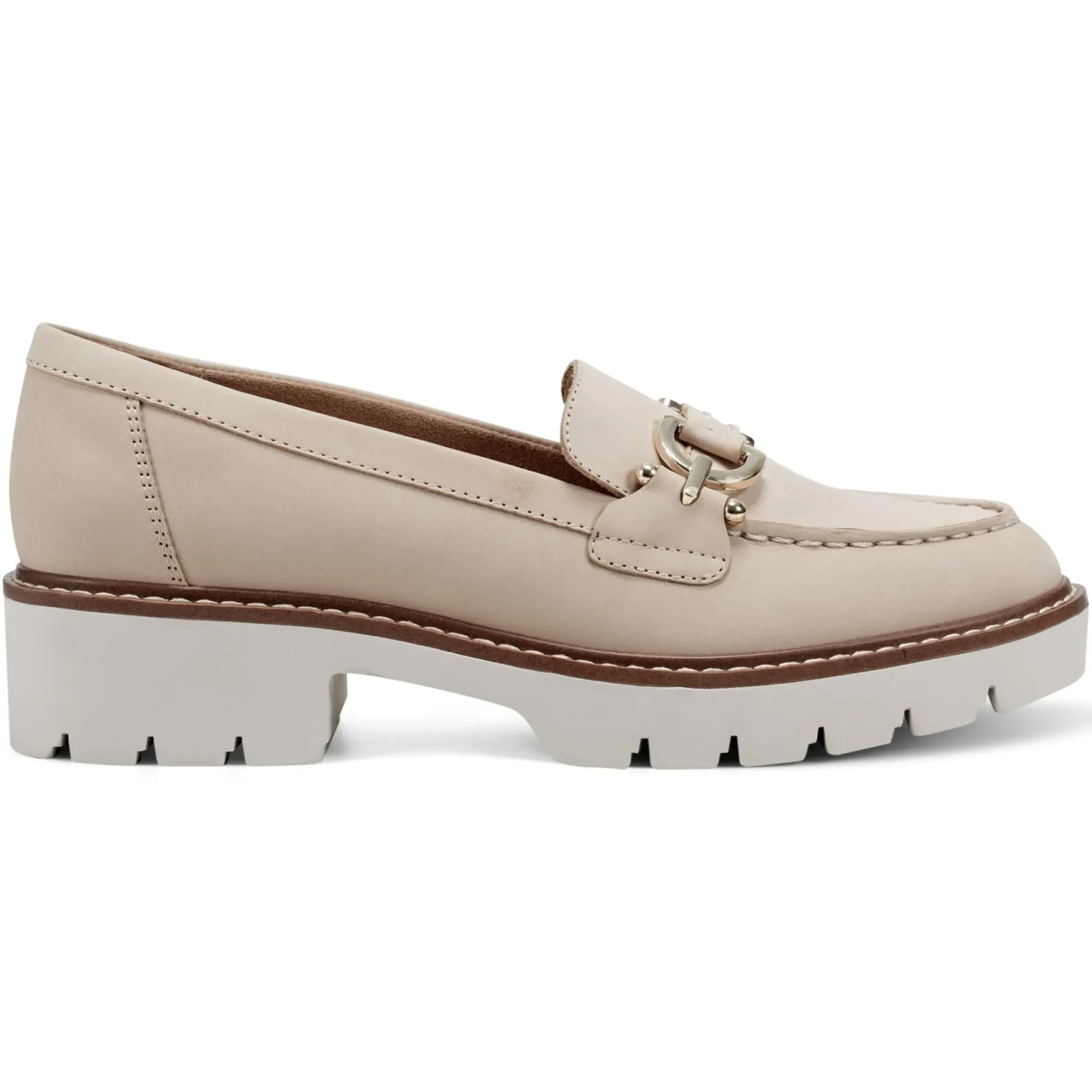 eFlex|eFlex>Easy Spirit Kinndle Lug Sole Casual Loafers Light Natural Nubuck