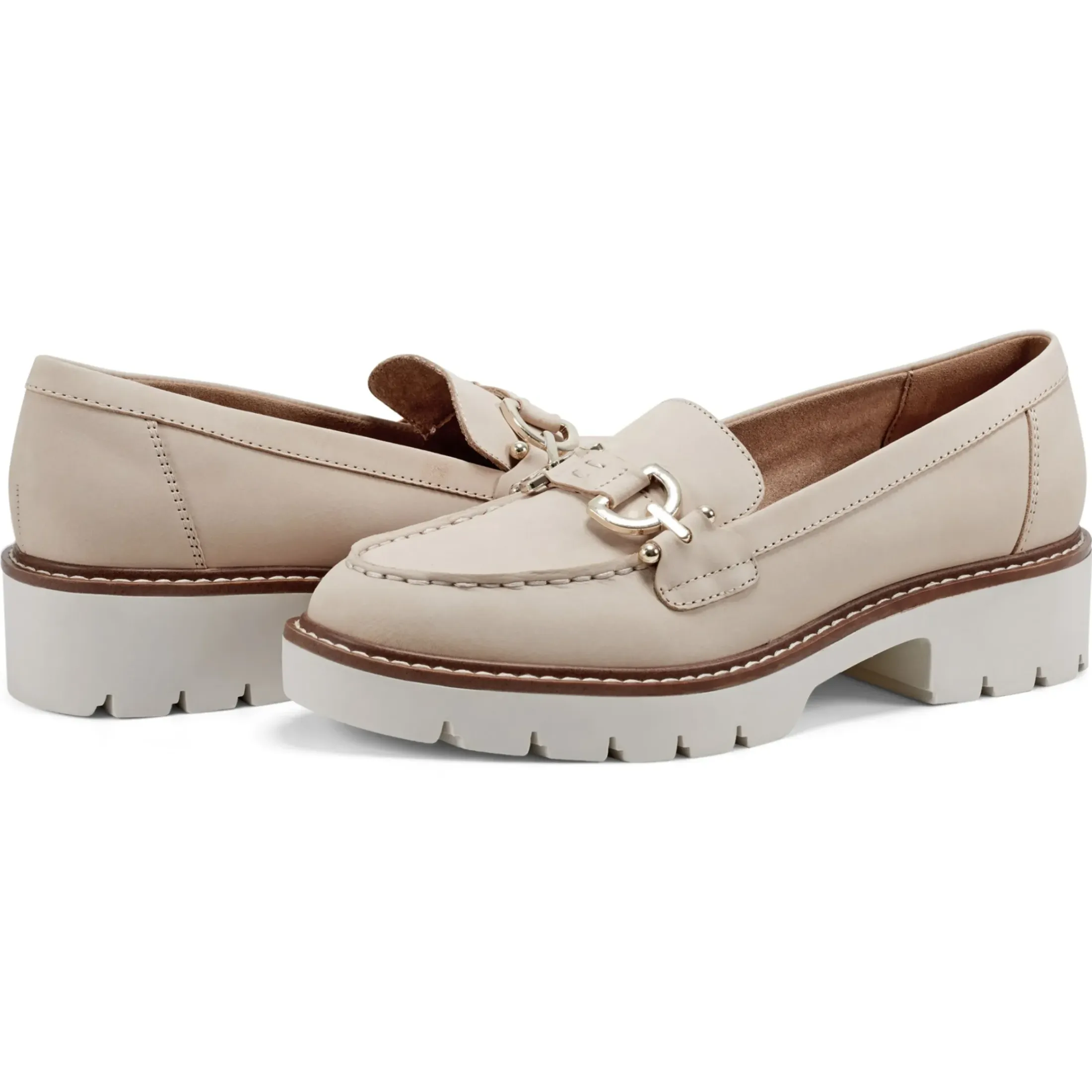 eFlex|eFlex>Easy Spirit Kinndle Lug Sole Casual Loafers Light Natural Nubuck