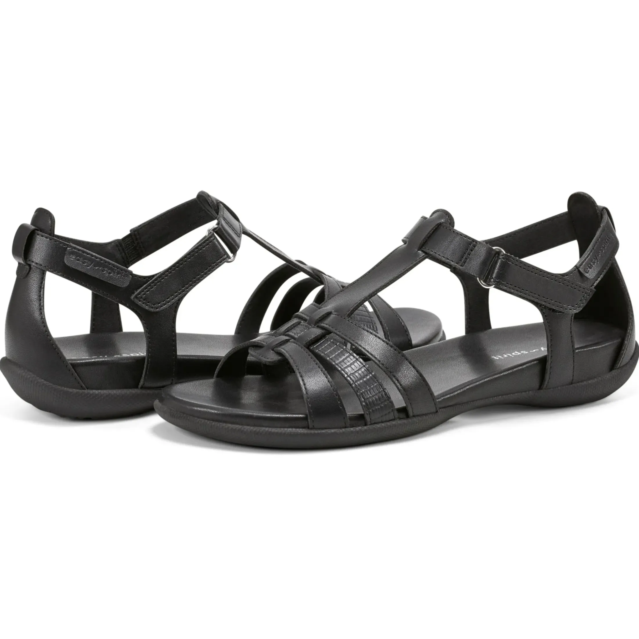 Casual|Sandals>Easy Spirit Leia Adjustable Ankle Strap Sandals Black