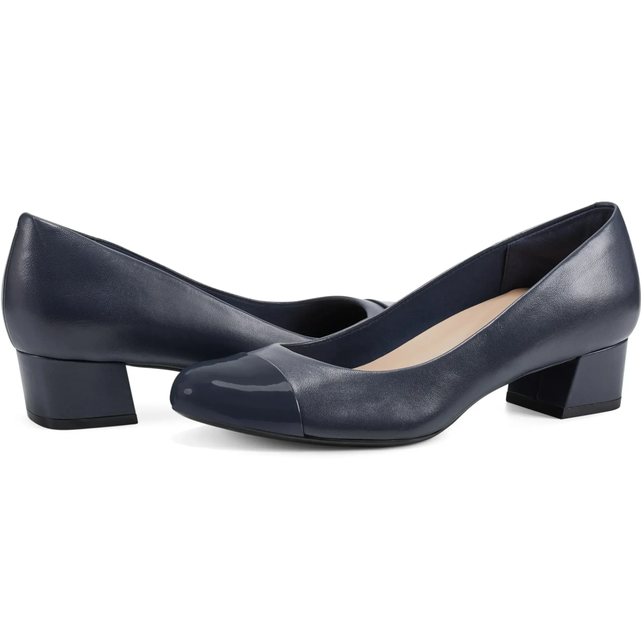 Libie Dress Pumps|Low Heels>Easy Spirit Libie Dress Pumps Navy Leather