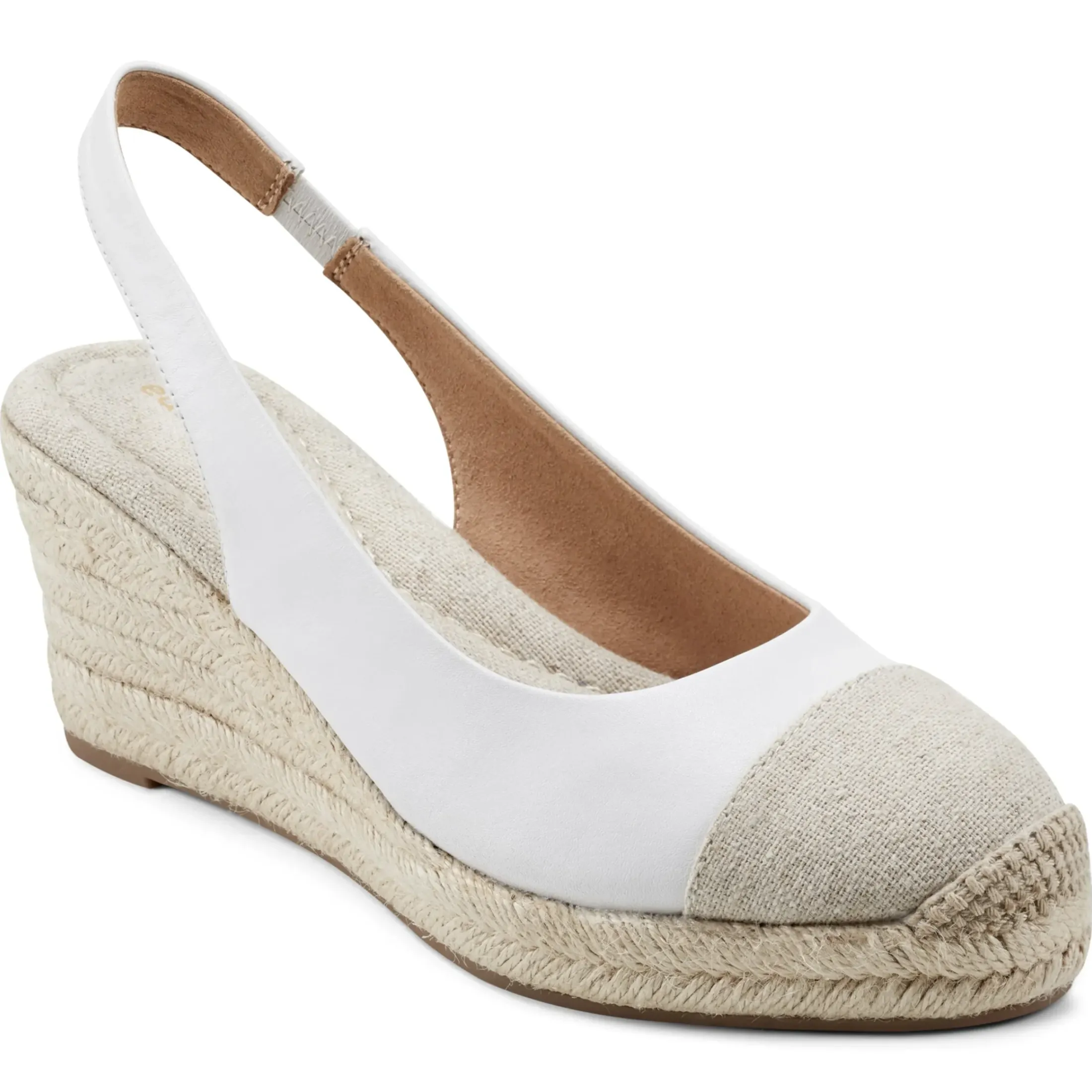 Sandals|Slip Ons>Easy Spirit Margie Platform Wedge Slingbacks White Leather